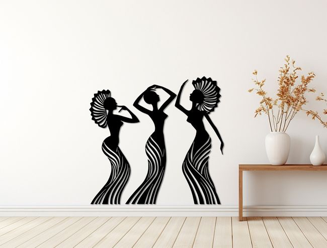 3-dielna nálepka tancjúcich žien - Čierna