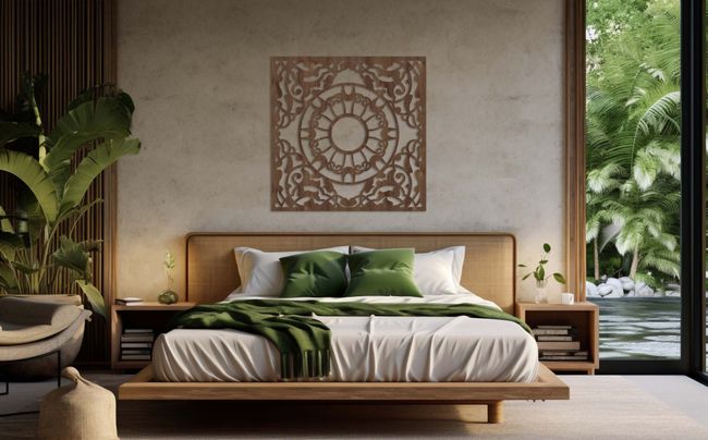 Drevená mandala s geometrickým motívom - Dub bronze