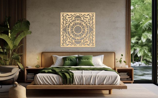 Drevená mandala s geometrickým motívom - Javor