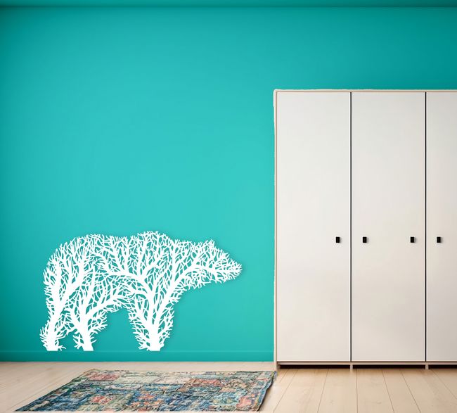 Drevený strom medveď - Biela